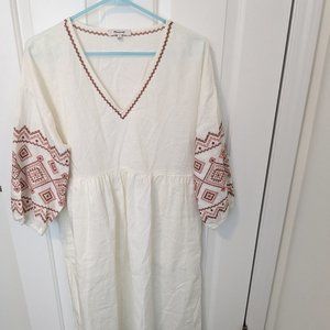 NWOT Madewell Embroidered Sleeve Popover Midi Dress Small